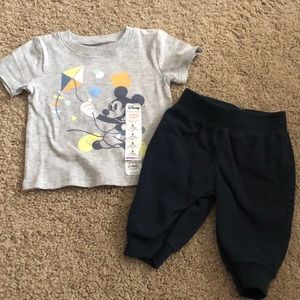 Mickey T shirt and fleece sweatpants